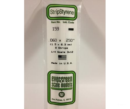 Evergreen 159 Dimensional Strips .060X.250 (8/Pk) Scratch Building Supplies