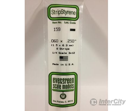 Evergreen 159 Dimensional Strips .060X.250 (8/Pk) Scratch Building Supplies