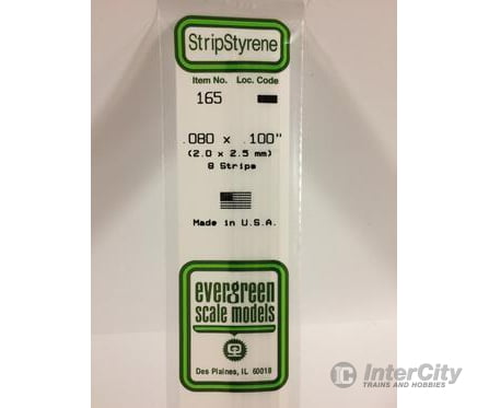 Evergreen 165 Dimensional Strips .080X.100 (8/Pk) Scratch Building Supplies