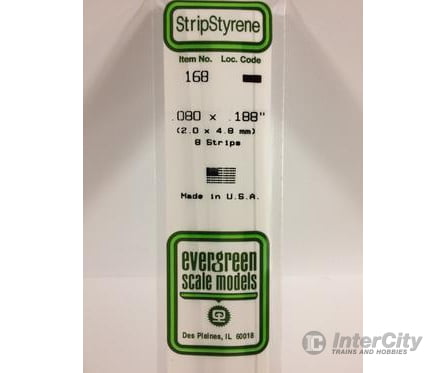 Evergreen 168 Dimensional Strips .080X.188 (8/Pk) Scratch Building Supplies
