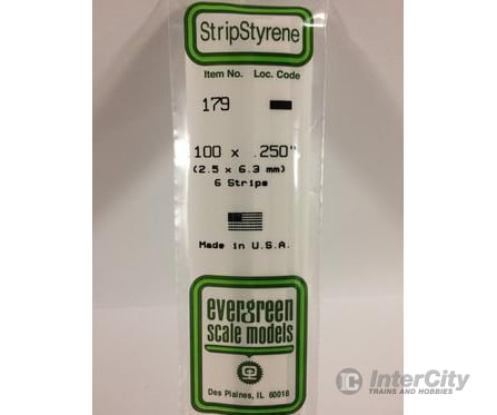 Evergreen 179 Dimensional Strips .100X.250 (6/Pk) Scratch Building Supplies