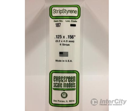 Evergreen 187 Dimensional Strips .125X.156 (6/Pk) Scratch Building Supplies