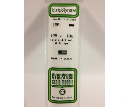 Evergreen 188 Dimensional Strips .125X.188 (6/Pk) Scratch Building Supplies