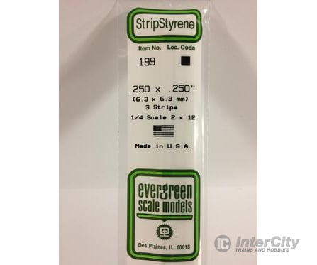 Evergreen 199 Dimensional Strips .250X.250 (3/Pk) Scratch Building Supplies