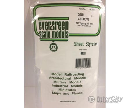 Evergreen 2040 .020 Siding-V Groove .040 Spacing Scratch Building Supplies