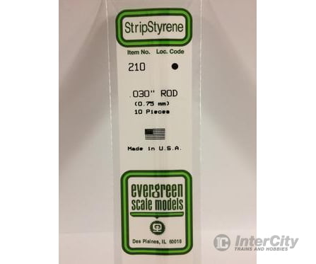 Evergreen 210 Rod-.030 (10/Pk) Scratch Building Supplies