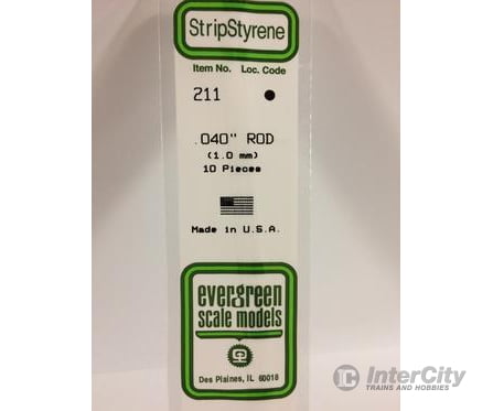 Evergreen 211 Rod-.040 (10/Pk) Scratch Building Supplies