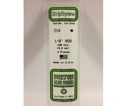 Evergreen 214 Rod-.125 (4/Pk) Scratch Building Supplies