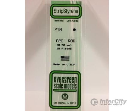 Evergreen 218 Rod-.020 (10/Pk) Scratch Building Supplies