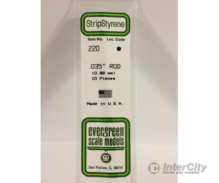 Evergreen 220 Rod-.035 (10/Pk) Scratch Building Supplies