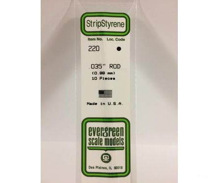 Evergreen 220 Rod-.035 (10/Pk) Scratch Building Supplies