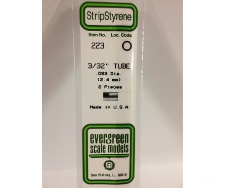 Evergreen 223 Tube-.093 (6/Pk) Scratch Building Supplies