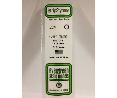 Evergreen 224 Tube-.125 (5/Pk) Scratch Building Supplies