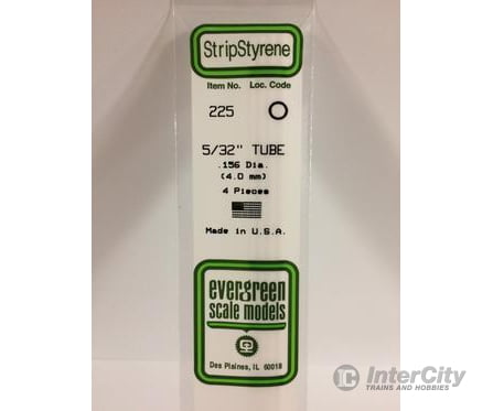 Evergreen 225 Tube-.156 (4/Pk) Scratch Building Supplies