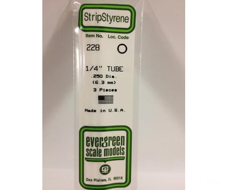 Evergreen 228 Tube-.250 (3/Pk) Scratch Building Supplies
