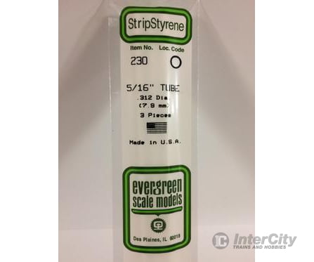 Evergreen 230 Tube-.312 (3/Pk) Scratch Building Supplies