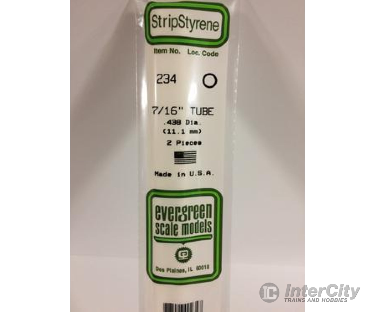Evergreen 234 Tube-.438 (2/Pk) Scratch Building Supplies