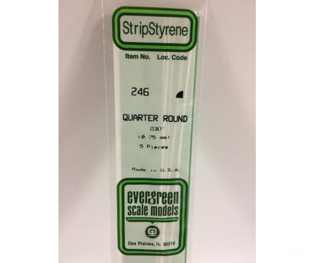 Evergreen 246 Quarter Round-.030 (5/Pk) Scratch Building Supplies