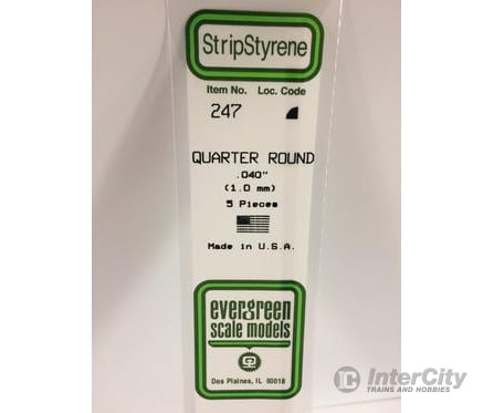 Evergreen 247 Quarter Round-.040 (5/Pk) Scratch Building Supplies