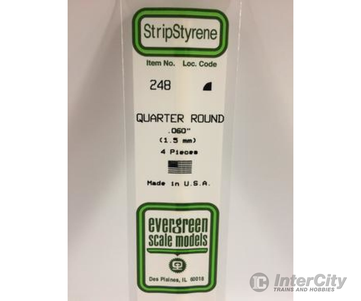 Evergreen 248 Quarter Round-.060 (4/Pk) Scratch Building Supplies