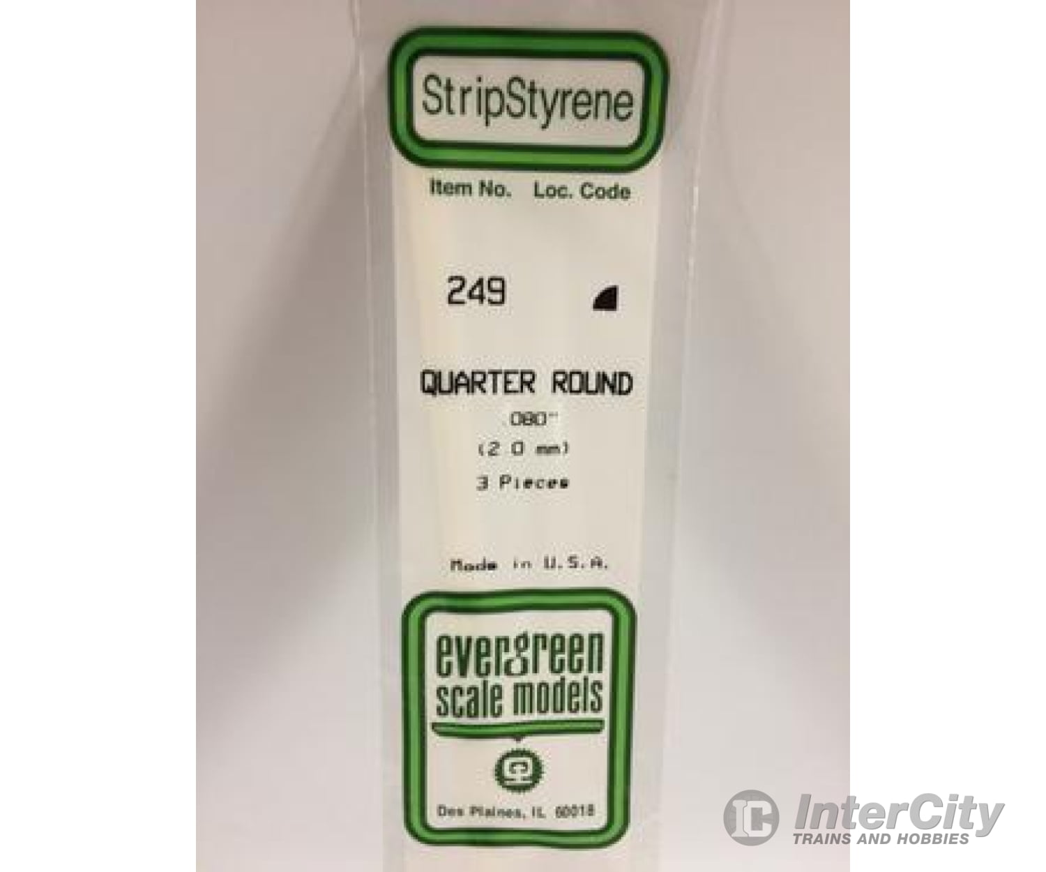 Evergreen 249 Quarter Round-.080 (3/Pk) Scratch Building Supplies