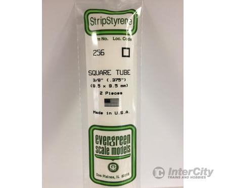 Evergreen 256 Square Tube-.375 (2/Pk) Scratch Building Supplies