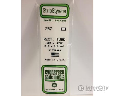 Evergreen 257 Rectangular Tube- .125X.250 (3/Pk) Scratch Building Supplies