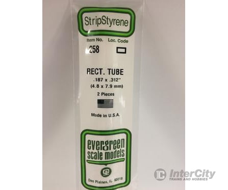 Evergreen 258 Rectangular Tube- .187X.312 (2/Pk) Scratch Building Supplies
