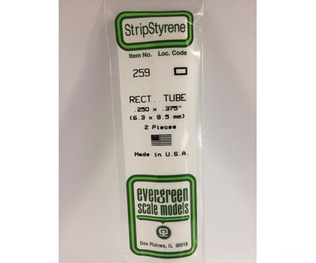 Evergreen 259 Rectangular Tube- .250X.375 (2/Pk) Scratch Building Supplies