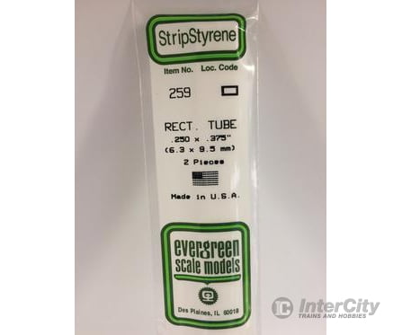 Evergreen 259 Rectangular Tube- .250X.375 (2/Pk) Scratch Building Supplies