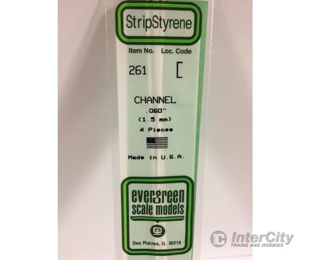 Evergreen 261 Channel-.060 4/Pk Scratch Building Supplies