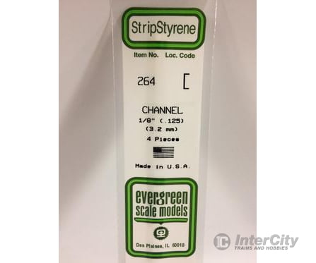 Evergreen 264 Channel-.125 4/Pk Scratch Building Supplies