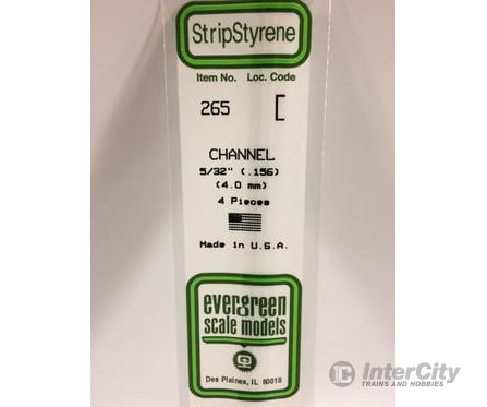 Evergreen 265 Channel-.156 4/Pk Scratch Building Supplies