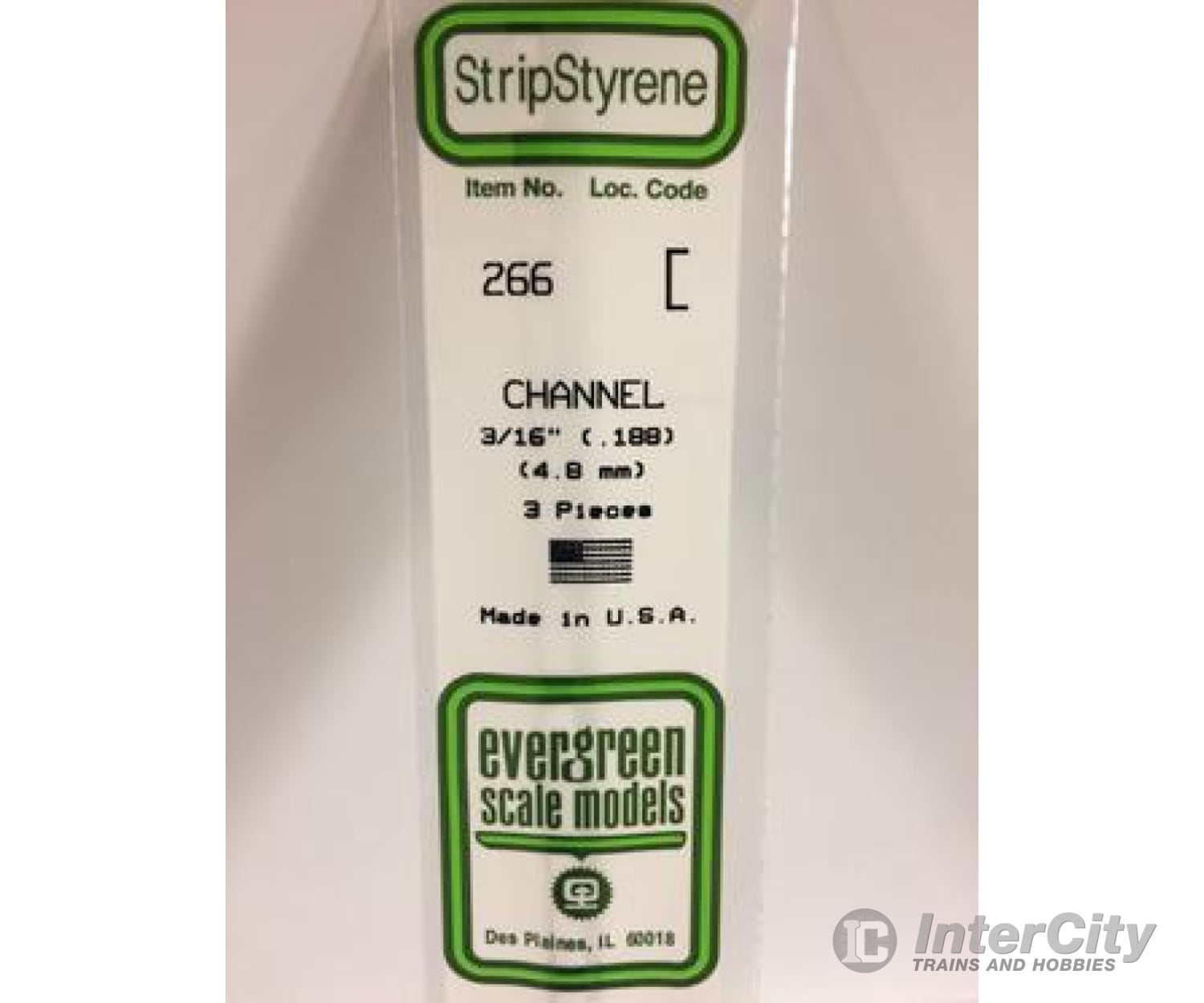 Evergreen 266 Channel-.188 3/Pk Scratch Building Supplies