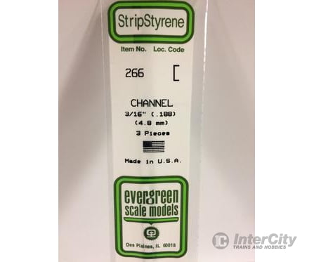 Evergreen 266 Channel-.188 3/Pk Scratch Building Supplies