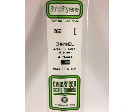 Evergreen 266 Channel-.188 3/Pk Scratch Building Supplies