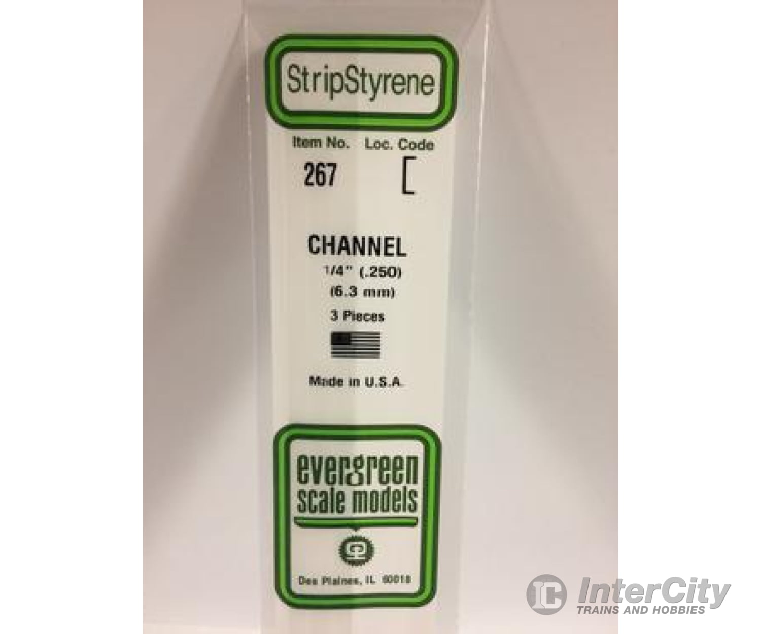 Evergreen 267 Channel-.250 3/Pk Scratch Building Supplies