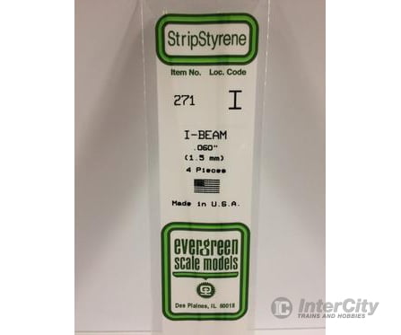 Evergreen 271 I Beam-.060(4/Pk) Scratch Building Supplies
