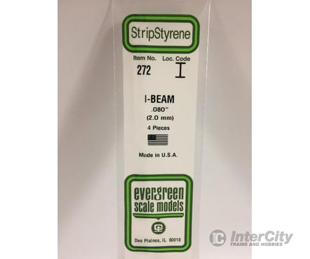 Evergreen 272 I Beam-.080(4/Pk) Scratch Building Supplies