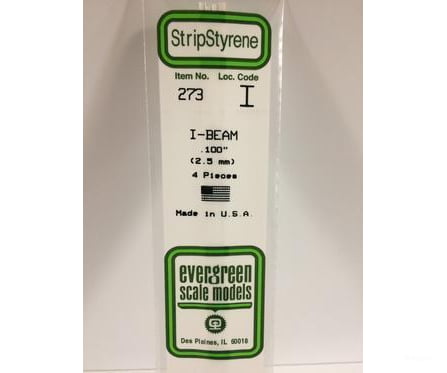 Evergreen 273 I Beam-.100(4/Pk) Scratch Building Supplies