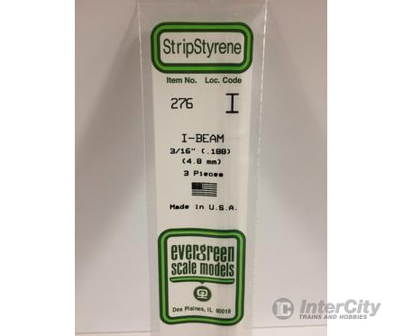 Evergreen 276 I Beam-.188(3/Pk) Scratch Building Supplies