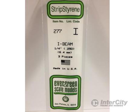 Evergreen 277 I Beam-.250(3/Pk) Scratch Building Supplies