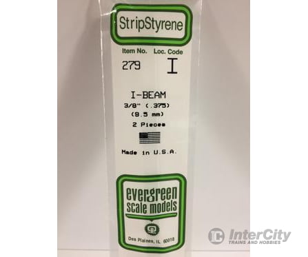 Evergreen 279 I Beam-.375(2/Pk) Scratch Building Supplies