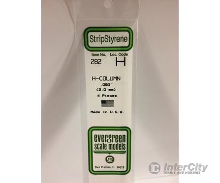 Evergreen 282 H Column-.080 (4/Pk) Scratch Building Supplies