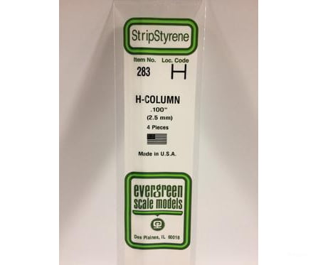 Evergreen 283 H Column-.100 (4/Pk) Scratch Building Supplies