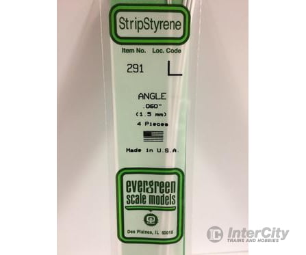 Evergreen 291 Angle-.060 (4/Pk) Scratch Building Supplies