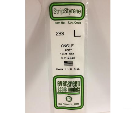 Evergreen 293 Angle-.100 (4/Pk) Scratch Building Supplies