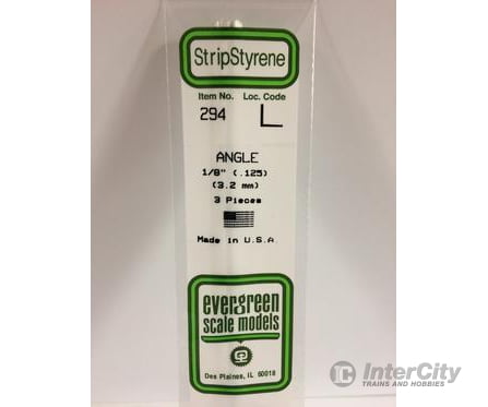 Evergreen 294 Angle-.125 (3/Pk) Scratch Building Supplies