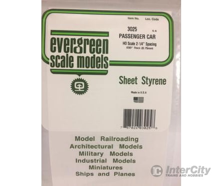 Evergreen 3025 Passenger Car Siding-Ho Scale Scratch Building Supplies