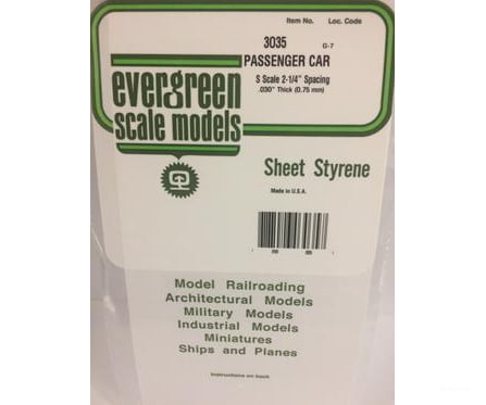 Evergreen 3035 Passenger Car Siding-S Scale Scratch Building Supplies